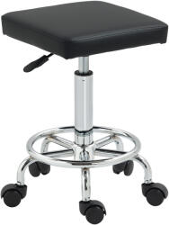 HomCom Taburet cu rotile cu înălțime reglabilă 50-66 cm și suport pentru picioare, pentru masaj, tatuaj, clinică, spa, negru | Aosom Romania (503-034V00BK)