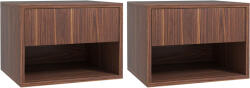 HOMCOM Set 2 Noptiere Suspendate cu Sertar și Raft Inferior Deschis, Noptiere pentru Dormitor din MDF, 40x34x29 cm, Maro | Aosom Romania (831-874V80BN)