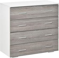 HOMCOM Comodă Modernă cu 4 Sertare, Manere din Aluminiu, Structură din Lemn, 76x35x72 cm, Alb și Gri | Aosom Romania (831-385GY) Comoda