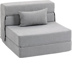 HOMCOM Sofa la sol, canapea tapițată, transformabilă în saltea, spumă, pernă, Gri deschis | Aosom Romania (83B-364V01LG)