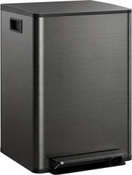 HomCom Coș de gunoi de bucătărie 2 compartimente 2 x 30L, oțel inoxidabil, capac cu închidere silențioasă, 47, 7x37, 5x66, 8cm, negru | Aosom Romania (851-037V03BK) Cos de gunoi