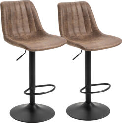 HOMCOM Set de 2 Scaune de Bar Căptușite, Rotative cu Suport pentru Picioare, 43x46, 5x91-103 cm, Maro | Aosom Romania (835-228)