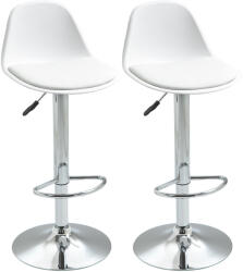 HOMCOM Set de 2 scaune de bar cu spatar si suport picioare, pivotante cu inaltime reglabila, 40x42x82-104cm, alb HOMCOM | Aosom Romania (835-597WT)