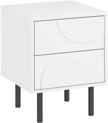 HOMCOM Noptieră, masă de alături cu 2 sertare cu deschidere prin apăsare, picioare din oțel, 40 x 40 x 50 cm, alb | Aosom Romania (83D-062V00WT)