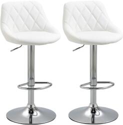 HOMCOM Set 2 Scaune Bar Pivotante Moderne, Reglabile, pentru bucătării și baruri, din Piele PU, Albă | Aosom Romania (835-502WT)