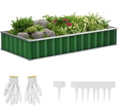 Outsunny Pătrat de grădină de grădină modulabil, montare fără unelte, mănuși incluse 174 x 90 x 30 cm oțel galvanizat verde | Aosom Romania (845-674GN)