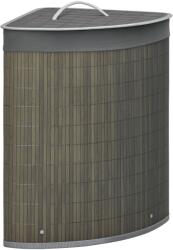HOMCOM Cos de rufe din bambus pentru colt 55L cu capac si sac detasabil 38 x 38 x 57 cm gri | Aosom Romania (850-218V00GY)