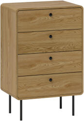 HOMCOM Comodă 4 sertare, mobilier de depozitare îngust cu picioare din oțel, colțuri rotunjite, 60 x 39 x 91, 5 cm, stejar | Aosom Romania (83D-063V00AK) Comoda