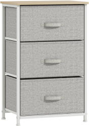 HOMCOM Mobilier de depozitare șifonier modern 3 sertare din material textil, cadru din oțel și placă de particule, 45 x 30 x 71 cm, gri | Aosom Romania (831-251V02GY) Comoda