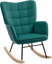 HOMCOM Fotoliu cu leagăn rocking chair acoperiș din catifea structură din oțel 71 x 98 x 101 cm Verde | Aosom Romania (839-613V01DG) Balansoar