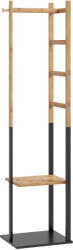 HOMCOM Cuier de Podea Autoportant cu Bară Centrală, 4 Bare Laterale, 2 Cârlige și 2 Rafturi, 46x28, 5x153, 5 cm, Negru | Aosom Romania (850-310V00MX)