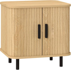 HOMCOM Noptieră, mobilier suplimentar, stil scandinav cu 2 uși glisante și picioare de oțel 48 x 40 x 48 cm, aspect lemn | Aosom Romania (831-822V80AK)