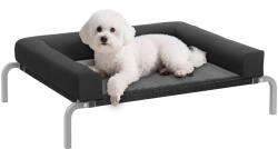 PawHut Pat ridicat pentru câini răcoritor, pat de tabără pentru câini interior exterior portabil, 90 x 65 x 30 cm, negru | Aosom Romania (D04-297V00BK)