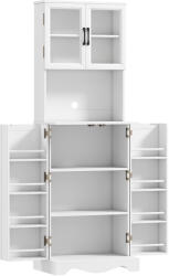 HOMCOM Bufet înalt bucătărie dulap de bucătărie 4 uși 8 suporturi condimente blat raft reglabil 60x39, 5x179, 6cm alb | Aosom Romania (83A-372V01WT)