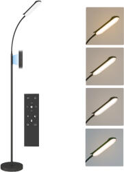 HomCom Lampadar de podea de salon cu telecomandă, control tactil, temperatură culori și luminiozitate reglabile, negru | Aosom Romania (B31-540V90BK)