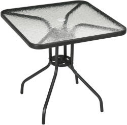Outsunny Masă de grădină detașabilă metal 76x76 cm rezistentă la intemperii masă pentru balcon cu orificiu pentru umbrelă, antiderapant Negru | Aosom Romania (84B-661)