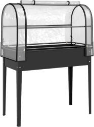 Outsunny Pat Ridicat cu Acoperire Rabatabilă pentru Sera, Ladă de Grădină Ridicată din Metal cu Orificiu de Drenaj, Negru | Aosom Romania (84H-571V00BK)