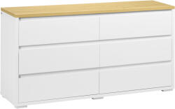 HOMCOM Comodă Depozitare, 6 Sertare, Mobilier Dormitor/Cameră de Zi, Alb/Lemn Natural | Aosom Romania (831-672V00WT) Comoda