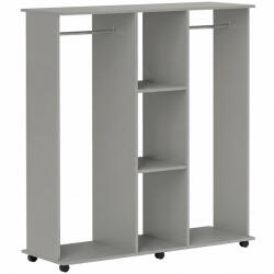 HOMCOM Dulap pentru haine, mobilier de depozitare mobil, 6 roți, 120 x 40 x 128 cm, gri | Aosom Romania (831-190V02GY) Garderoba