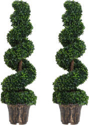 Outsunny Plantă Artificială Decorativă Buxus în Spirală cu Ghiveci Inclus, Ф32x120 cm, Verde | Aosom Romania (844-265V01)