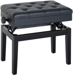 HOMCOM Băncuță Pian Elegantă cu Spațiu de Depozitare, Înălțime Ajustabilă, Negru, 54.5x33x48-58cm | Aosom Romania (02-0710)