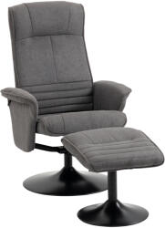 HOMCOM Fotoliu relax cu taburet, spătar reglabil, 69 cm x 71 cm x 104 cm, Gri închis + Negru | Aosom Romania (839-391CG)