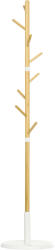 HOMCOM Cuier Vertical cu 8 Cârlige cu Bază Rotundă din Bambus, Lemn și Metal, Ø37, 8x175, 6 cm, Lemn Natural | Aosom Romania (837-305V01ND)