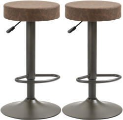 HOMCOM Set 2 Scaune de Bar, Scaune de Bucătărie Pivotante, Înălțime Reglabilă, 35x36x64-85 cm, Maro | Aosom Romania (835-719V00CF)