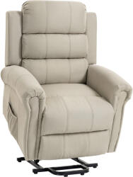 HOMCOM Fotoliu cu ridicare electrică, fotoliu relax electric cu funcție de masaj și încălzire, 87 x 87, 5 x 108 cm, beige | Aosom Romania (700-095V92BG)