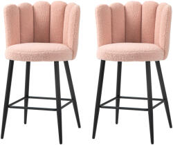 HOMCOM Set de 2 taburete de bar, scaune de bar cu spătar și suport pentru picioare, picioare din oțel, 52 x 53 x 93 cm, roz | Aosom Romania (835-921V00PK)