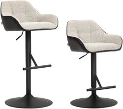 HOMCOM Set 2 Scaune de Bar cu Spătar, Tetiară și Brațe și Bază Antiderapantă, 52, 5x53x86, 5-108 cm, Gri Deschis | Aosom Romania (83A-187V01LG)
