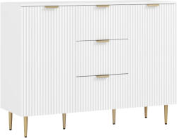 HOMCOM Dulap de Depozitare pentru Bucatarie cu 3 Sertare, Rafturi Reglabile și Picioare Metalice, 120x40x89, 5 cm, Alb | Aosom Romania (83A-191V81WT) Comoda