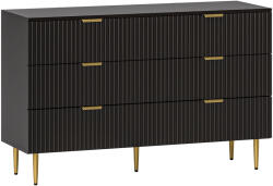 HOMCOM Comodă 6 sertare comodă dormitor mobilier de depozitare modern cu mânere și picioare aurii, 120 x 40 x 76, 5 cm, negru | Aosom Romania (831-902V82BK) Comoda