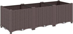 Outsunny Jardinieră înălțată, pat de grădină din plastic cu auto-udare și orificii de scurgere cu dopuri, 120x40x37cm, maro | Aosom Romania (84H-587V01BN)