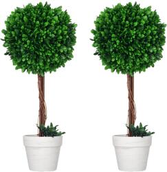 HOMCOM Set 2 Plante Decorative Sferice 60cm, Frunze Lemn de Santal, Verzi, pentru Decor Interior/Exterior | Aosom Romania (830-792V00GN)