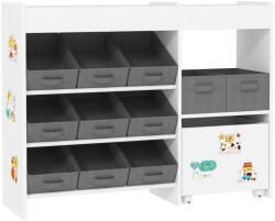 AIYAPLAY Etajeră pentru jucării pentru copii etajeră pentru cărți 11 coșuri de depozitare din material nețesut 105 x 30 x 80 cm alb | Aosom Romania (311-089V80WT) Raft
