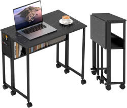 HomCom Birou Pliant 80cm Depozitare Negru | Aosom Romania (836-608V81BK)