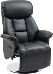 HOMCOM Fotoliu de relaxare rabatabil pivotant suport de picior reglabil, pana la 150 kg, pentru sufragerie, dormitor, negru | Aosom Romania (839-848V80BK)