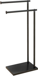 HOMCOM Suport Prosoape cu 2 Brațe, Suport Baie din Metal, 35, 5x20x78 cm, Negru | Aosom Romania (850-313V00BK)