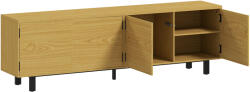 HomCom Comodă TV 180 cm, pentru televizoare de 208, 3 cm, cu 4 uși cu deschidere prin apăsare 180x35x55, 5cm lemn natural | Aosom Romania (83B-663V00ND)