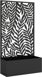 Outsunny Jardinieră cu protecție vizuală jardinieră cu spalier motive cu frunze tropicale 61 x 23 x 113 cm Negru | Aosom Romania (84H-617V00BK)