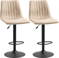 HOMCOM Set de 2 Scaune de Bar Reglabile pe Înălțime, cu Suport pentru Picioare, Oțel și Poliester, 47.5x57.5x95-116cm, Maro Deschis | Aosom Romania (835-718V00LG)