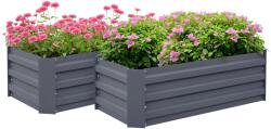 Outsunny Set de 2 patrate de gradina dim. 100L x 50l x 30H cm - tabla de otel ondulata gri | Aosom Romania (845-517V01CG)