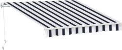 Outsunny Perdea Soare Rulou Exterior Manual cu Dungi Albastru și Alb pentru Terasă și Balcon 2.5x2m | Aosom Romania (100110-005BW)