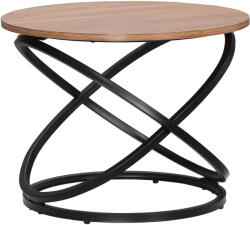 HomCom Masă de cafea rotundă de stil industrial din metal negru și blat din lemn, dim. Ø 60 x 46 Î n cm | Aosom Romania (839-600V01LR) Masa de cafea