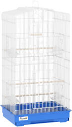PawHut Colivie pentru păsări colivie metalică cu 4 hrănitoare 3 bețe leagăn și tavă detașabilă mâner 46, 5x35, 5x92 cm Albastru | Aosom Romania (D10-018V01BU)