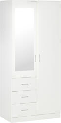 HOMCOM Dulap Garderobă Modern cu Oglindă și 3 Sertare, Rafturi Reglabile, Bară Umerașe, 80x50x180cm, Alb | Aosom Romania (831-426) Garderoba