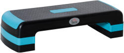 HOMCOM Step Fitness pentru Aerobic, Stepper Reglabil pe 3 Inaltimi 10-15-20cm din Plastic pentru Antrenament Acasa, Negru si Albastru (A90-298BK)