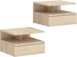 HOMCOM Set de 2 Noptiere Suspendate pe Perete cu Sertar, Stejar | Aosom Romania (831-338V85AK)
