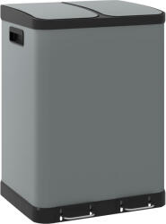 HomCom Coș de gunoi dublu, 2 x 30L, rezistent la amprente, Pedală, tăvi interioare detașabile, Gri | Aosom Romania (851-035V00GY) Cos de gunoi